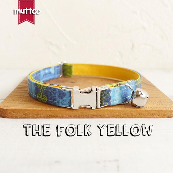 

cat collars & leads 10pcs/lot muttco retailing handmade collar with bow tie the folk yellow 2 sizes ucc024