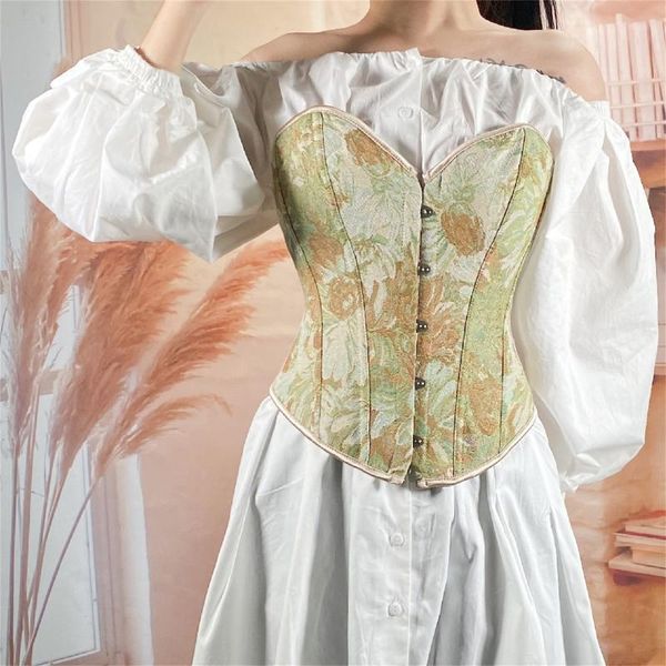 

women's shapers women bandage corset waist satin shapewear underbust female belt slim ladies party wear body shaper victorian bustiers, Black;white