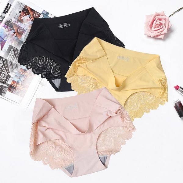 

women nylon panties seamless ice silk briefs underwear low waist lace transparent lingerie comfort intimates #f women's, Black;pink