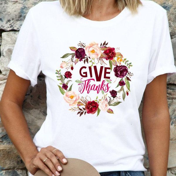 

women's t-shirt flower letter fall autumn halloween t shirt women thanksgiving pumpkin cartoon graphic tee print female, White