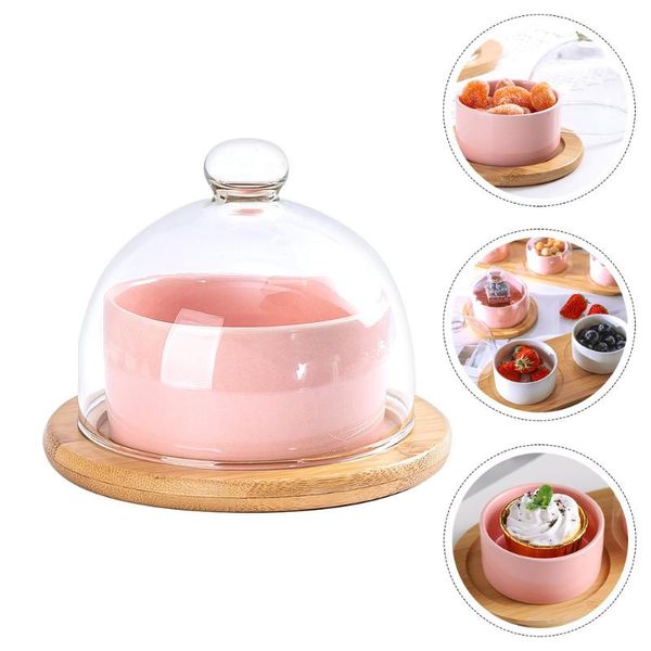 

bowls 1 set of ceramic breakfast bowl with glass lid steamed egg salad