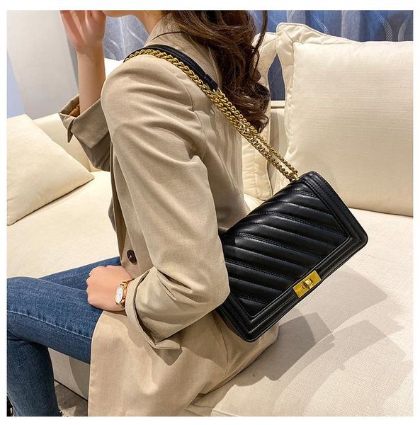 

evening bags small fragrance chain bag female twill embroidered thread texture 2021 trend fashion one-shoulder messenger