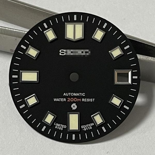

watch bands the abalone 6105 dial suitable for skx engineering nh35a movement modification japanese c3 super luminous, Black;brown