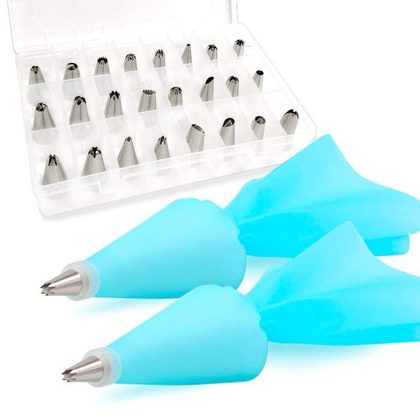 

baking & pastry tools 24-piece set silicone bag tips kitchen nozzle cake decorating icing piping cream bags