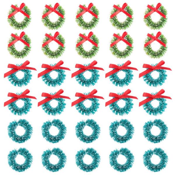 

30pcs christmas wreath mini hanging decoration miniature dollhouse ornament decorative flowers & wreaths