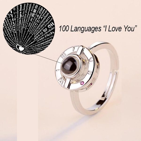 

cluster rings design 100 languages "i love you" memory of adjustable rose gold engagement wedding ring creative women jewelry, Golden;silver
