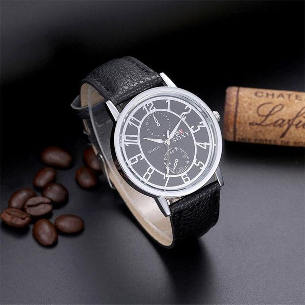 

wristwatches soxy brand watch fashion leather quartz casual sport watches men luxury wrist hombre hour clock relogio masculino, Slivery;brown