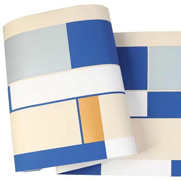 

53cmx10m modern minimalist non-woven fabric blue striped plaid wallpapers fashion living room bedroom tv background household