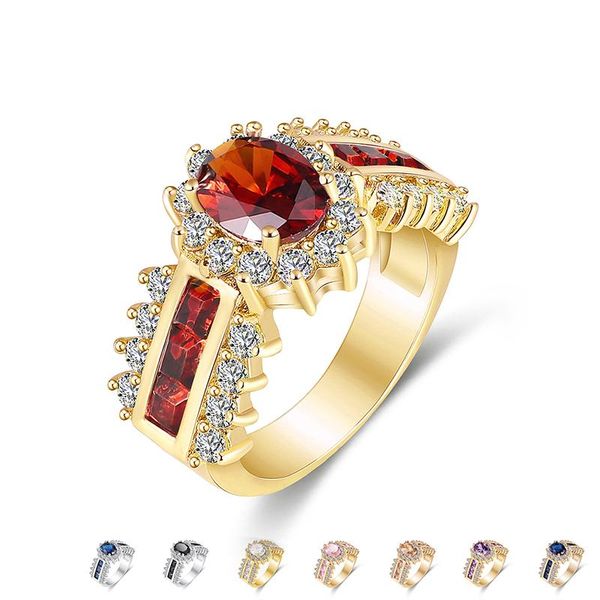 

wedding rings elegant crystal zircon gold silver color ring for women fashion engament party jewelry gifts, Slivery;golden