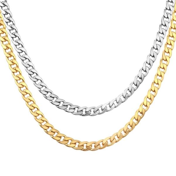 

chains gold chain necklace for men women 5mm/7mm stainless steel necklaces set long jewelry making parts wholesale, Silver