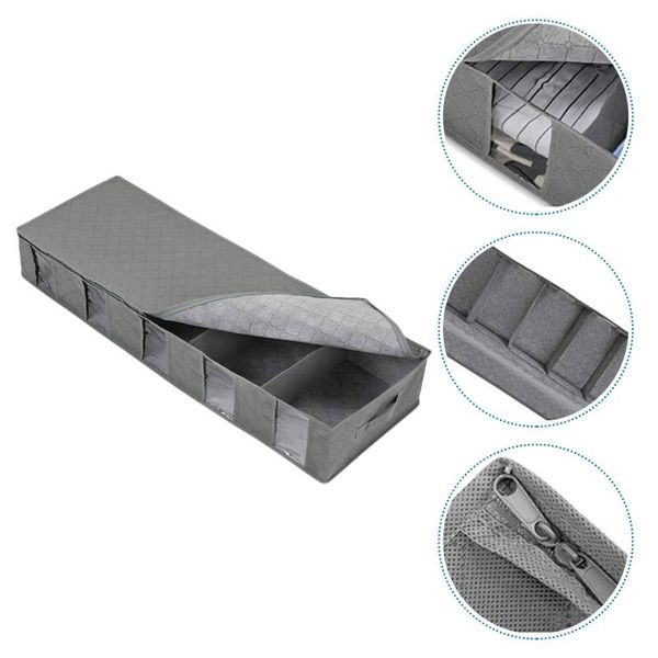 

car organizer 1pc non-woven cloth container foldable quilt storage box closet (gray)
