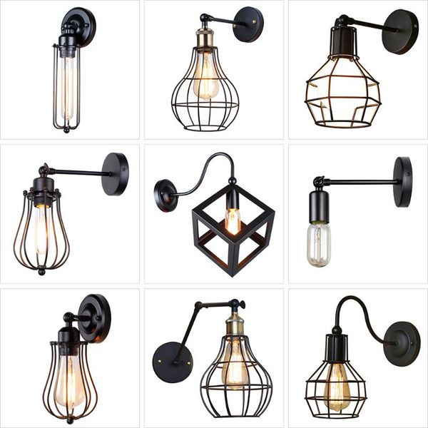 

vintage industrial wall lamp,american loft light,simple lampshade,e27, cage guard sconce,for corridor restaurant store lamp