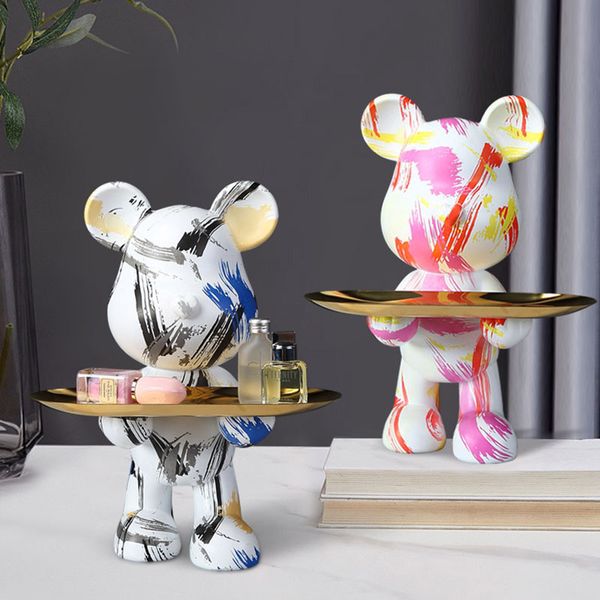 

nordic europe home decor figurine miniature originality cartoon bear sculptures tableornaments resin statue sculpture figurines