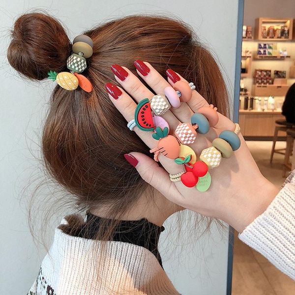 

hair clips & barrettes ornaments lovely girl fruit ring europe and america tie rubber band headrope sweet accessories, Golden;silver