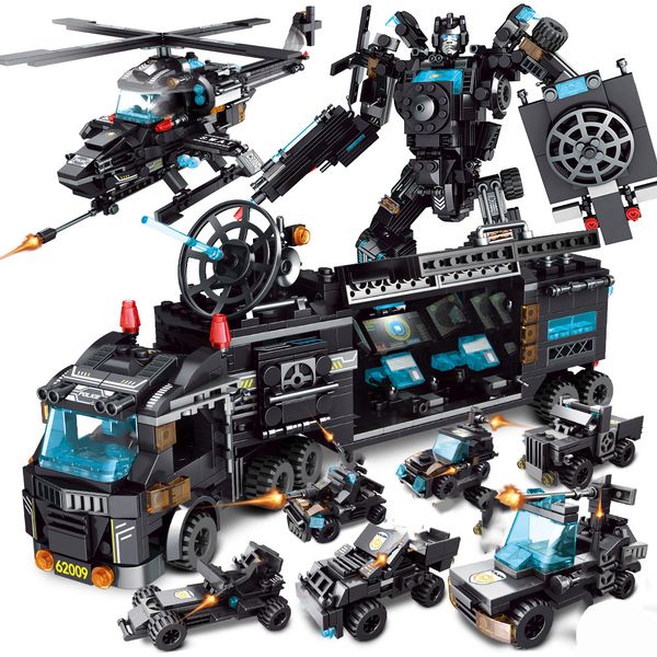 

Children Toys Building Blocks Transformation Robot City Police Toys Blocks Boys Educational Truck Blocks Vehicle Aircraft Bricks