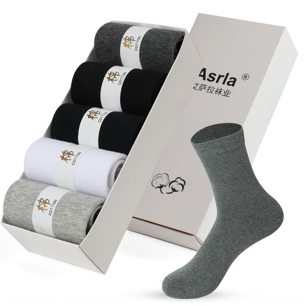

cmq 5 pairs of xed men's busess polyester cotton men's middle tube sweat absorption boat breathable medium socks medium socksstock, Black