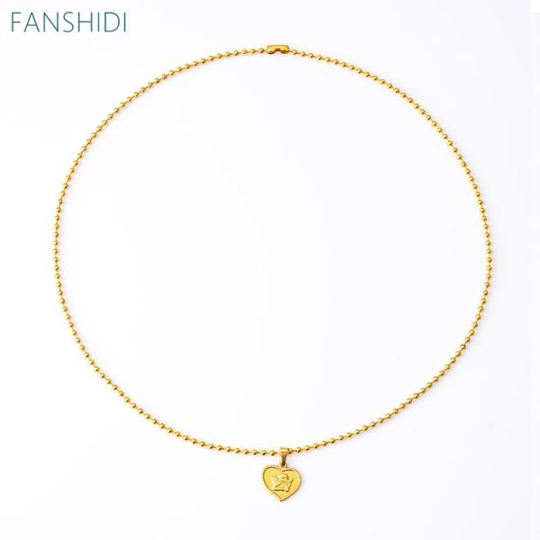 

pendant necklaces fanshidi stainless steel heart angel charm necklace women bead chain cupid clavicle, Silver