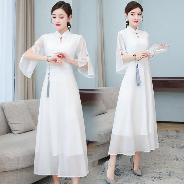 

1259# summer young girl modified dress vintage retro chinese improved cheongsam elegant mandarin collar female qipao ethnic clothing, Red