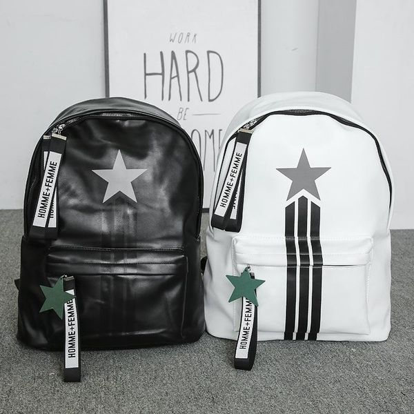 

backpack student bag boys and girls pu leather leisure travel college wind wild print letter sling couple