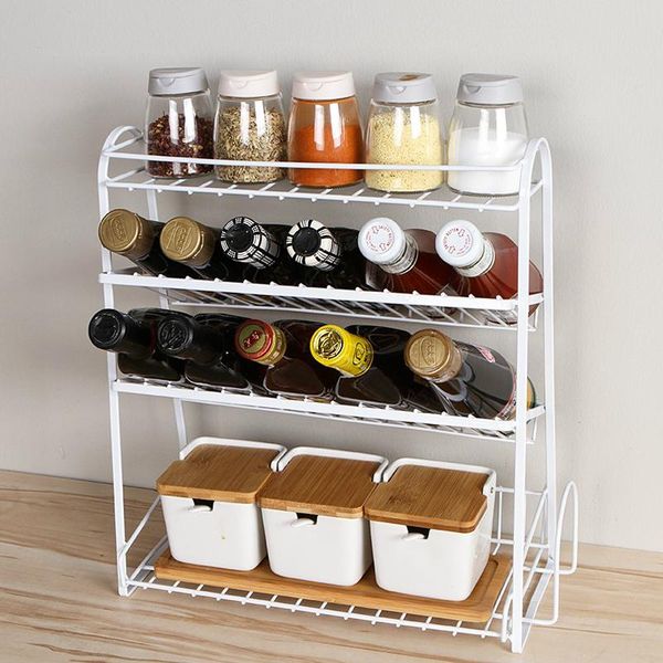 

kitchen storage & organization 4-layer metal seasoning rack cosmetic toiletries organizer shelf bathroom deskcabinet bracket accessories