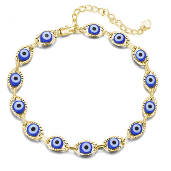 

link, chain 2021 trendy lucky evil eye bracelets for women 7 style multicolor handmade good luck jewelry charm bracelet female drop, Black