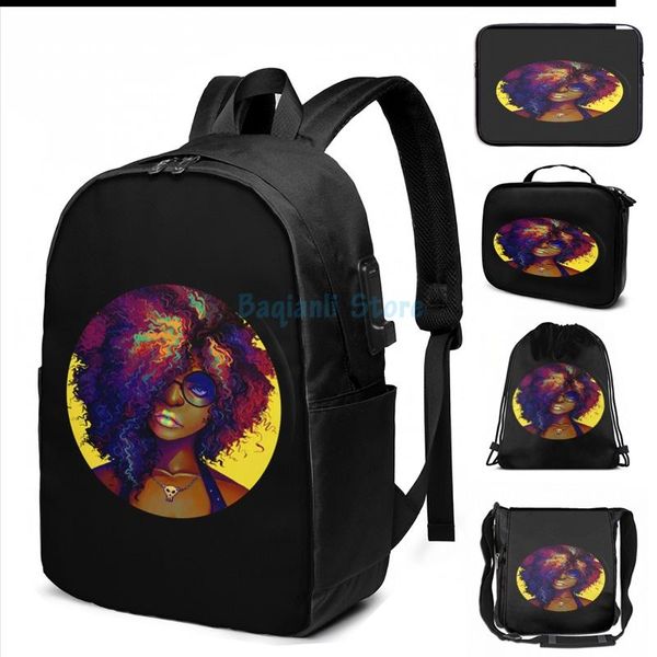 

funny graphic print neon usb charge backpack men school bags women bag travel laptop
