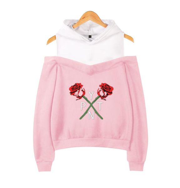 

women's hoodies & sweatshirts wawni 2021 net celebrity payton moormeier harajuku off-shoulder exclusive women autumn sweatshirt, Black