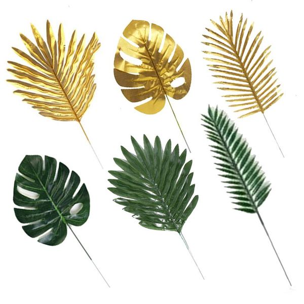 

decorative flowers & wreaths artificial decoration gold green plants leaves diy party wedding birthday home palm