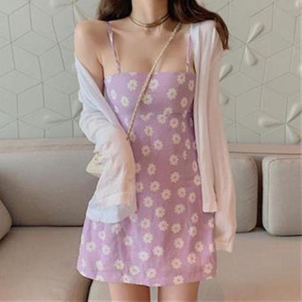 

casual dresses summer dress daisy floral print for women camisole spaghetti strap woman vestidos ropa mujer holiday, Black;gray