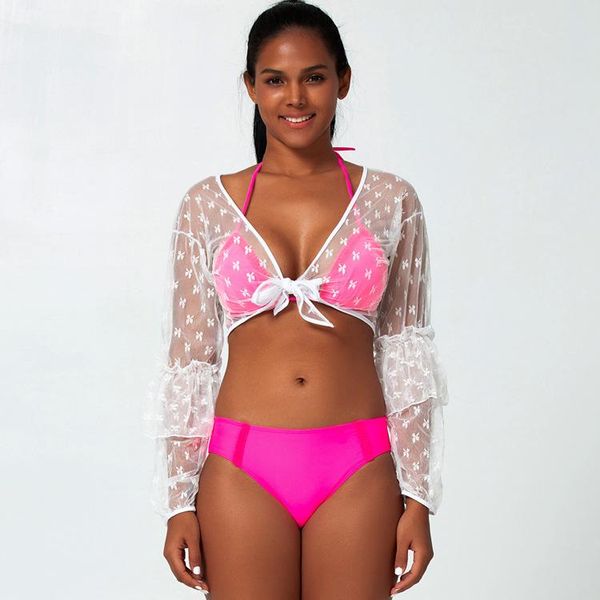 

one-piece suits red bikini 2021 women summer set swimwear halter vest swimsuit beach bathing suit lace sunscreen