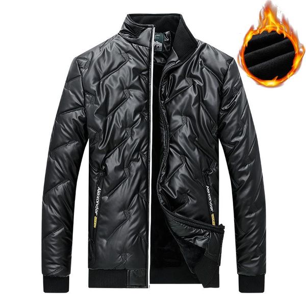 

men's jackets jacket men large size 6xl 120kg coat autumn and winter bright face korean fashion flannel lining padded warm clothes, Black;brown