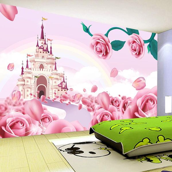 

wallpapers po wallpaper 3d stereo cartoon princess castle mural girl's room home decor non-woven eco-friendly papel de parede