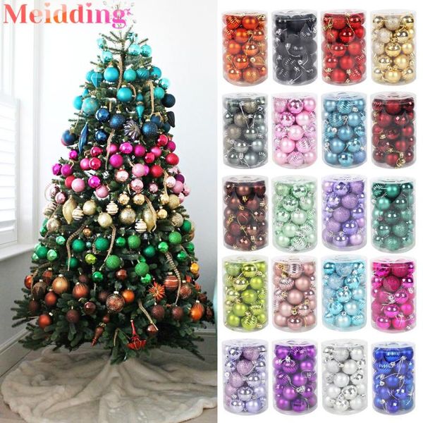 

party decoration 24/34pcs glitter christmas tree balls xmas hanging ornaments for home kerst decoratie bolas navidad