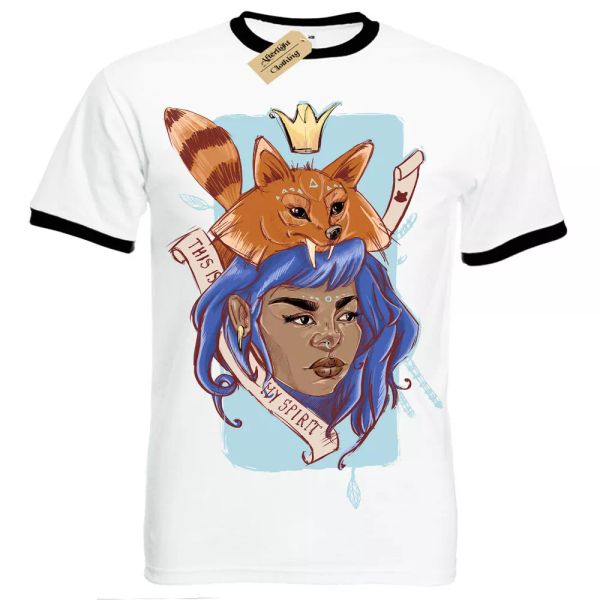 

this is mi spirit camiseta animal tribal hombre ringer, White;black