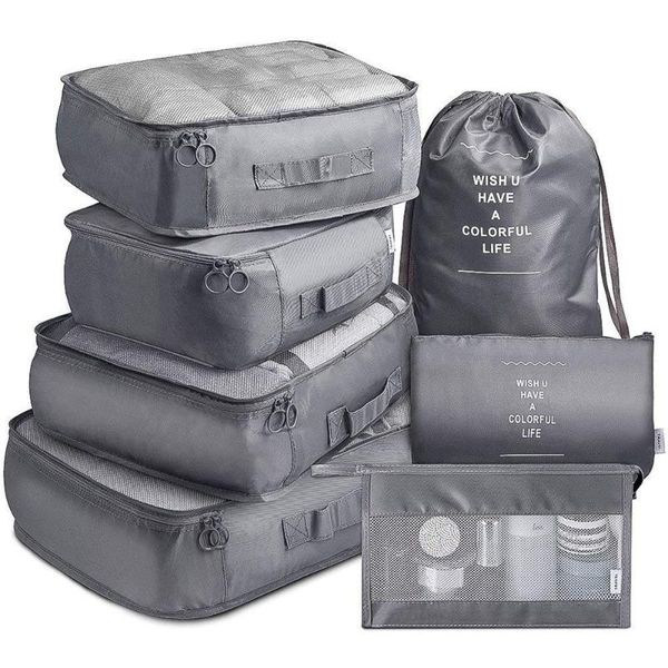 

storage bags 7pcs set travel organizer portable luggage suitable packing cases clothes makeup cosmetic bag