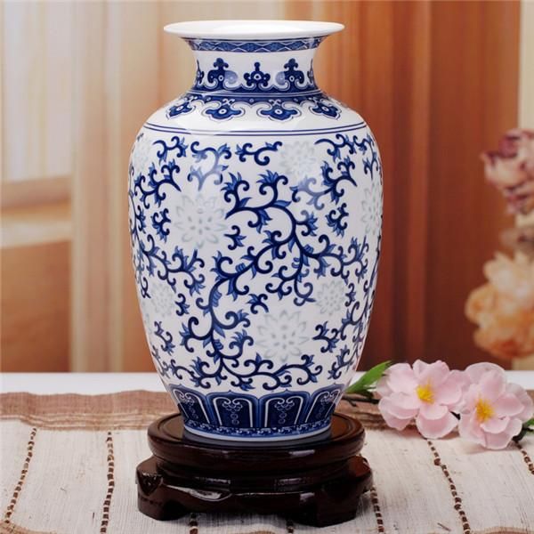 

vases jingdezhen rice-pattern porcelain chinese vase antique blue-and-white bone china decorated ceramic