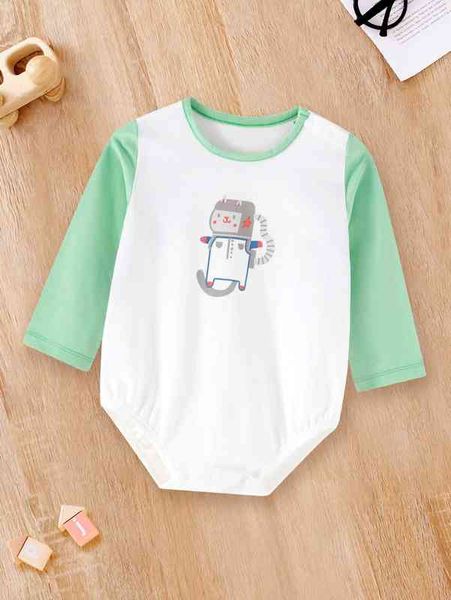 

baby cartoon graphic colorblock sleeve bodysuit she, Blue