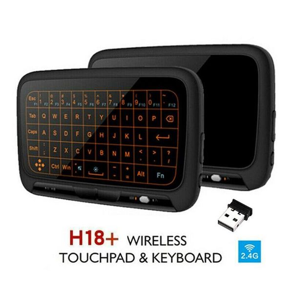 

h18+ air mouse wireless keyboard full screen press 2.4g touchpad with backlight for pc lapandroid tv keyboards
