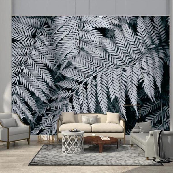 

wallpapers custom large 3d wallpaper mural black and white plant background wall leaf texture decoration painting