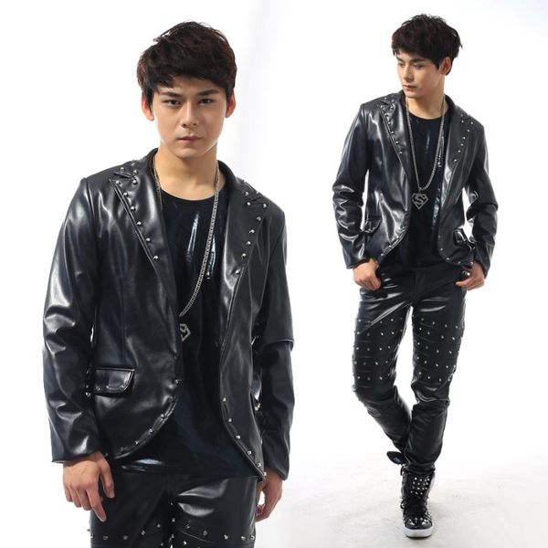 

men's fur & faux s-5xl2021 fashion spring autumn tight leather clothing jacket zipper motorcycle male short stage costume, Black