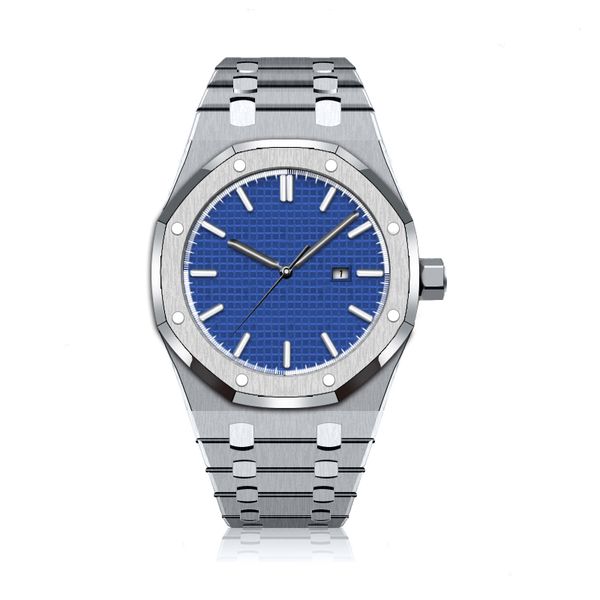 

men's automatic mechanical watch luxury requin royal 15400st.oo.1220st.03 silver white stainless steel case oak blue three-hand date di, Slivery;brown