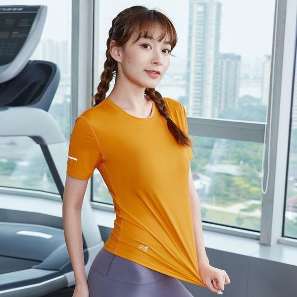 

yoga outfit women t-shirt summer wear loose o-neck sports training short-sleeved quick-drying outdoor professional running fitness top