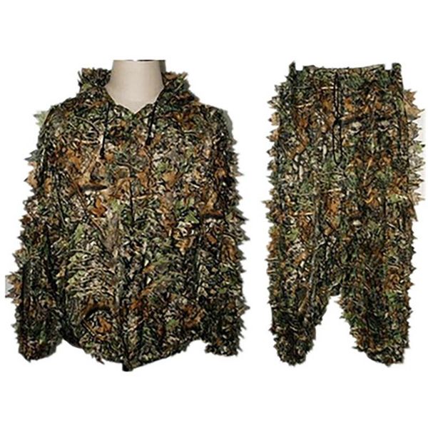 

set hunting clothes 3d leaf coat trousers camouflage outdoor jungle watch bird lightweight hooded suit sets, Camo