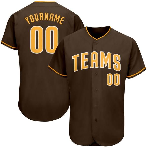 

custom brown gold-white authentic baseball jersey, Blue;black