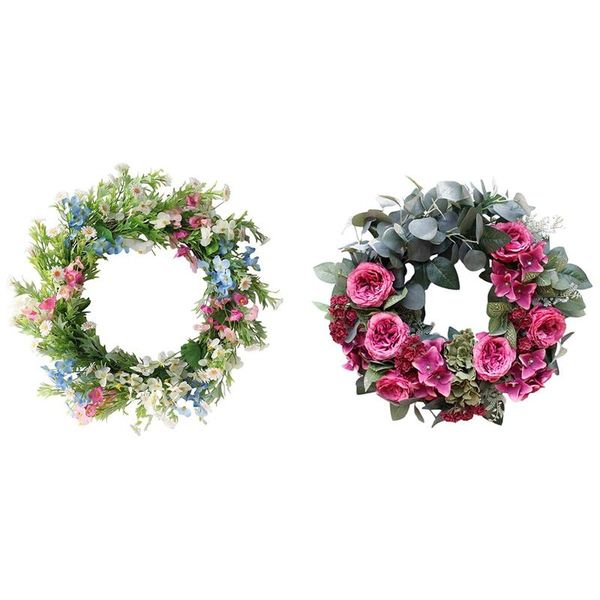 

decorative flowers & wreaths 2pcs artificial rose flower wreath spring for front door home wall wedding window party decoration
