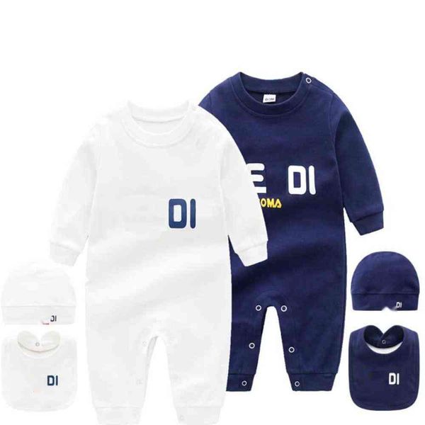 2022 Infant 3 set Hut Bib Overall Kinder Kleidung Mädchen Jungen brief Kleidung Neugeborenen Baby Strampler Kleinkind