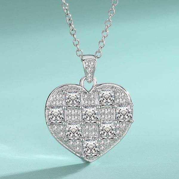 

chains s925 sterling silver heart-shaped love necklace micro inlay ladies secklace europe and the united states simplicity fashion