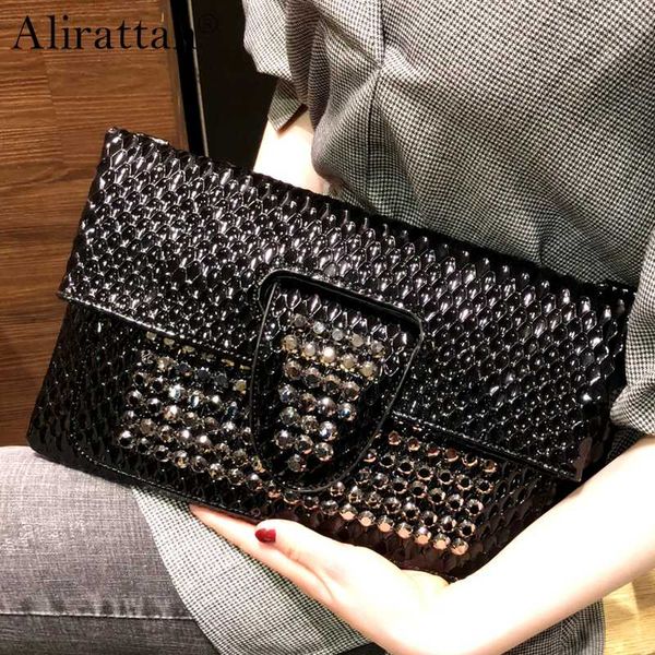 

evening bags fashion pu leather rhinestone clutch for women 2021 ladies temperament shoulder bag large capacity
