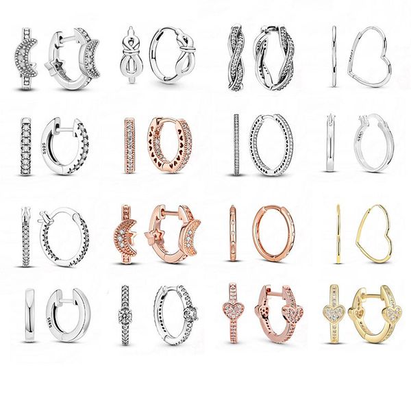 

hoop & huggie 925 sterling silver earrings real big heart zircon round for women fashion earring jewelry gift, Golden;silver