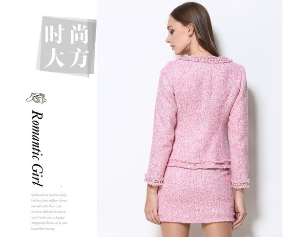 

two piece dress winter women long sleeve handmade bead coat +2 pcs skirt set zxh2, White